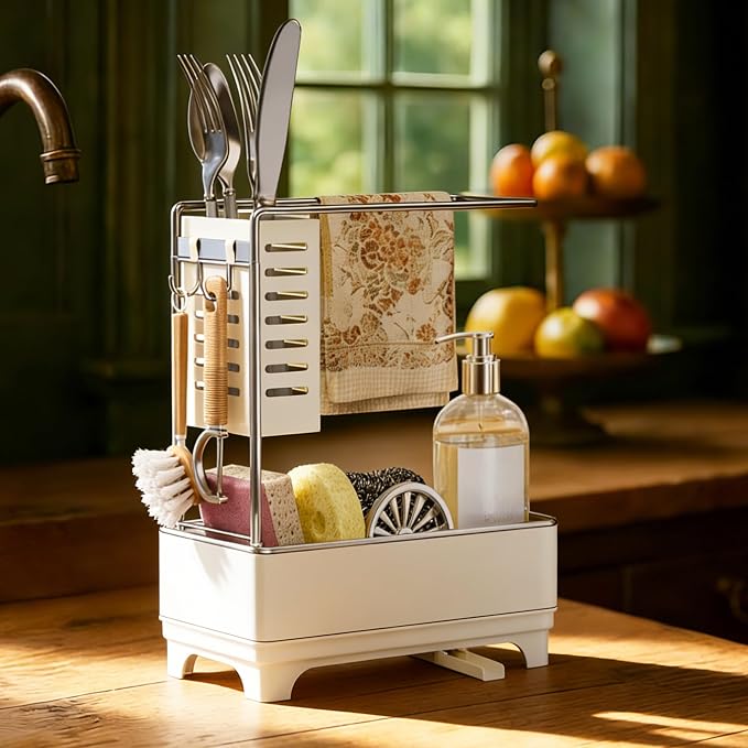 MOUKABAL 2-Tier Sponge Holder for Kitchen Sink Caddy Organizer - Image 2