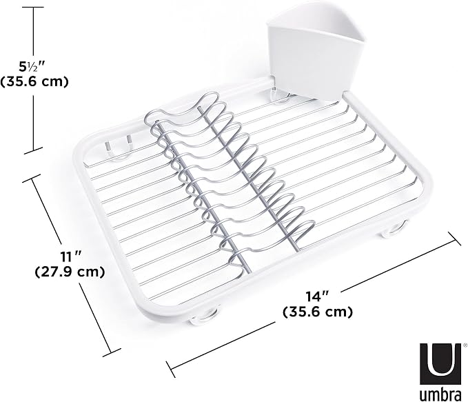 Umbra Sinkin Dish Drying Rack, in Sink or Countertop Drainer, non slip rubber - Image 4