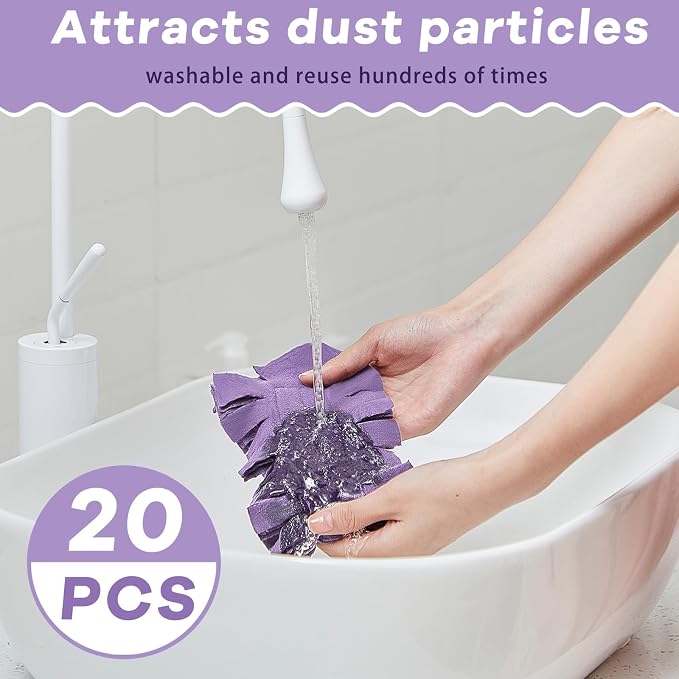 Zubebe 20 Pcs Reusable Duster Refills Fleece, Vivid Color | Soft Polyester - Image 3