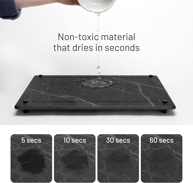 Natural Stone Dish Drying Mat 15.7" x 11.8", Slate Color - Image 3