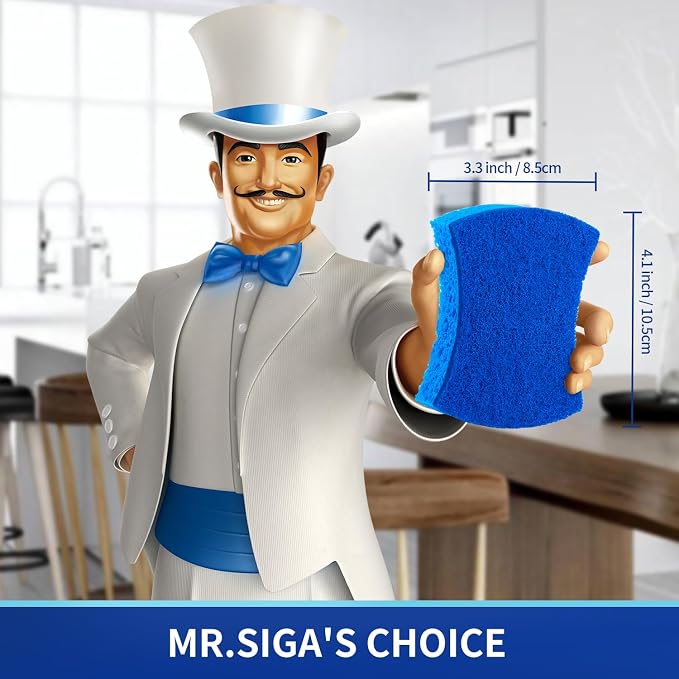 MR.SIGA Non-Scratch Cellulose Scrub Sponge, Dual-Sided Dish Sponge, 12 Pack | - Image 2