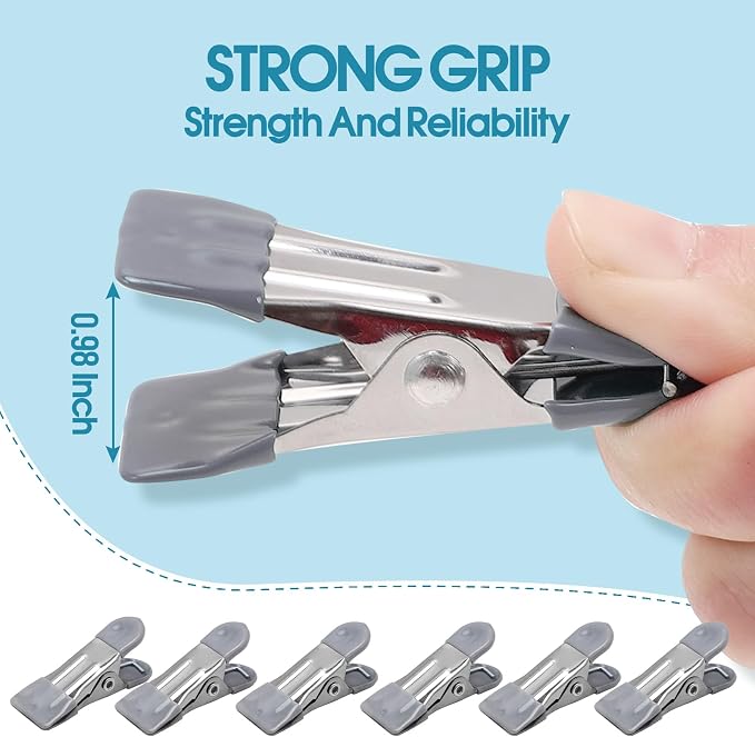 Clothes Pins Heavy Duty, 30 Pack, 2.17 Inch Metal Chip Clips, Bag Clips - Image 3