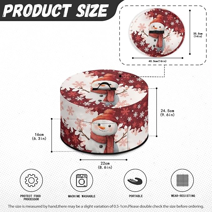 Snowman Snowflake Print Slow Cooker Cover with Accessory Pocket and Top Handle for Dust Protection Easy to Remove Winter Kitchen Appliance Organizer Christmas Decor Kitchen Accessories