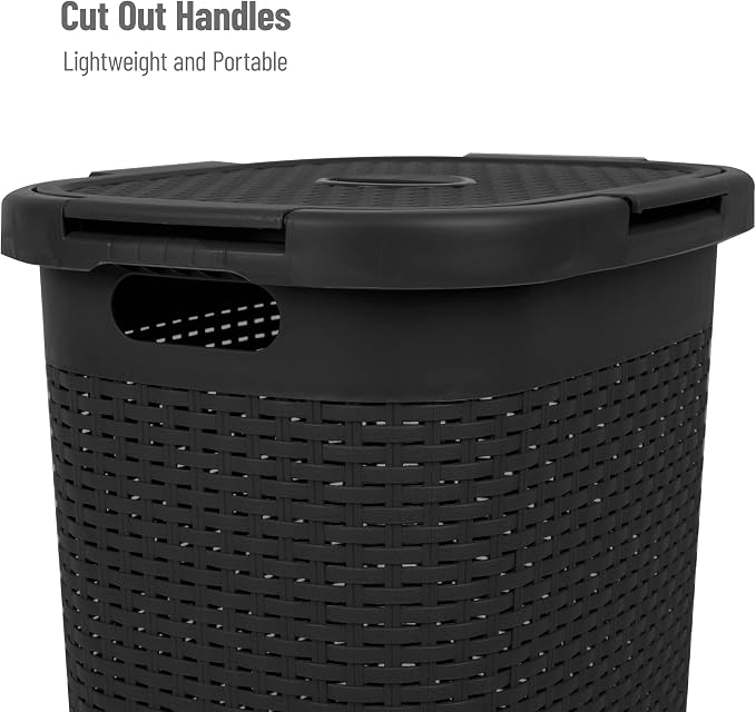 Mind Reader 60L Slim Laundry Hamper, Clothes Basket, Wicker Design, 17.65"L x - Image 4