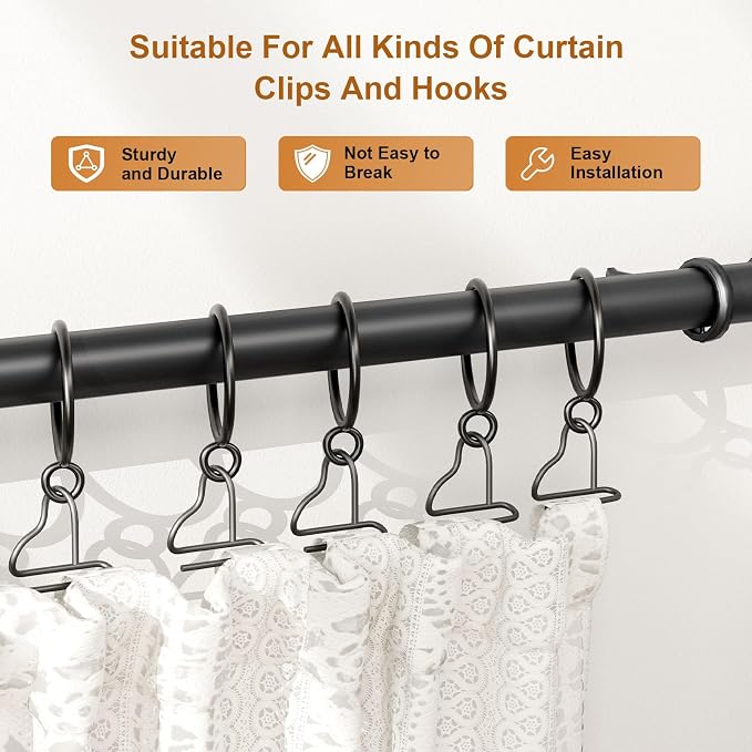 50 Packs Black Metal Curtain Rings - Image 6