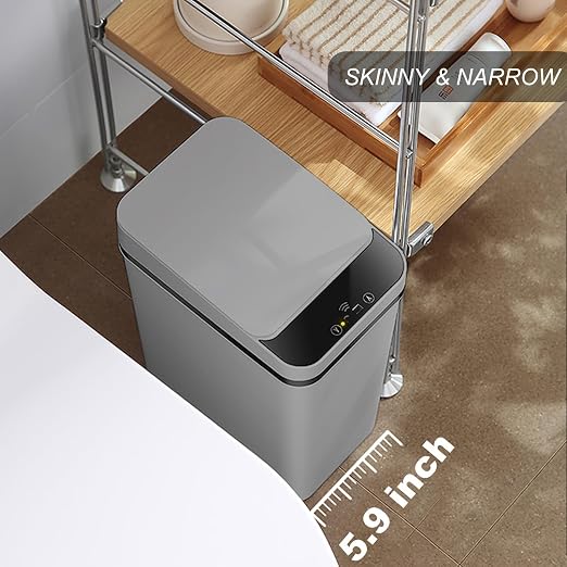 2 Pack - 2.5 Gallon Motion Sensor Bathroom Trash Can - Slim Smart Trash Can | - Image 3