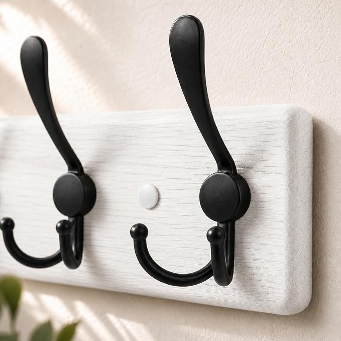 Solid Oak Wooden Coat Rack Wall Mount - Image 2