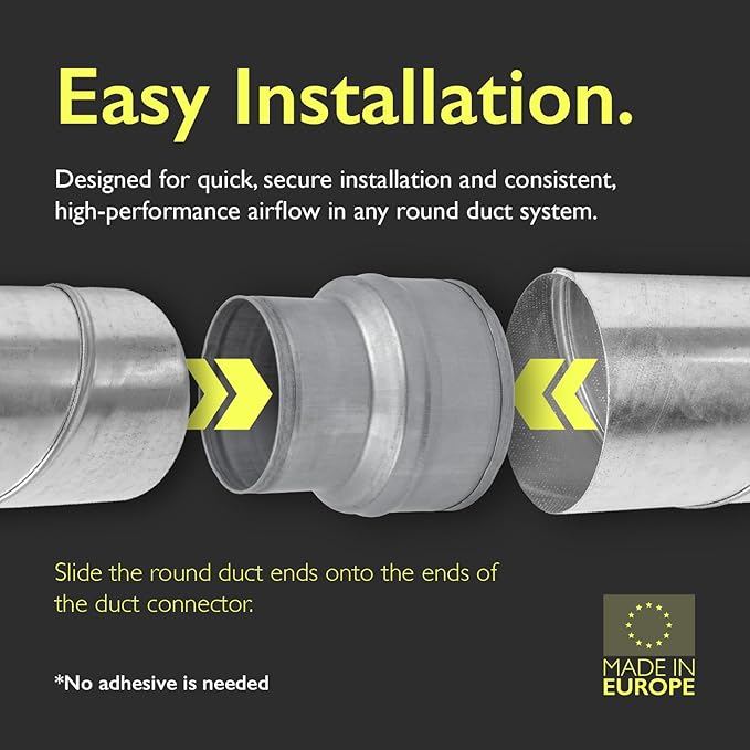 8" to 6" Inch Duct Pipe Adapter - Galvanized Steel HVAC Ducting Reducer for Ventilation - PVC Pipe, Hose Coupler - Heavy Duty Exhaust, Air Conditioner Fittings - Vent Flange Connector