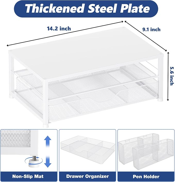 Desk Organizer and Accessories, 2-Tier Computer Monitor Stand Riser - Image 3