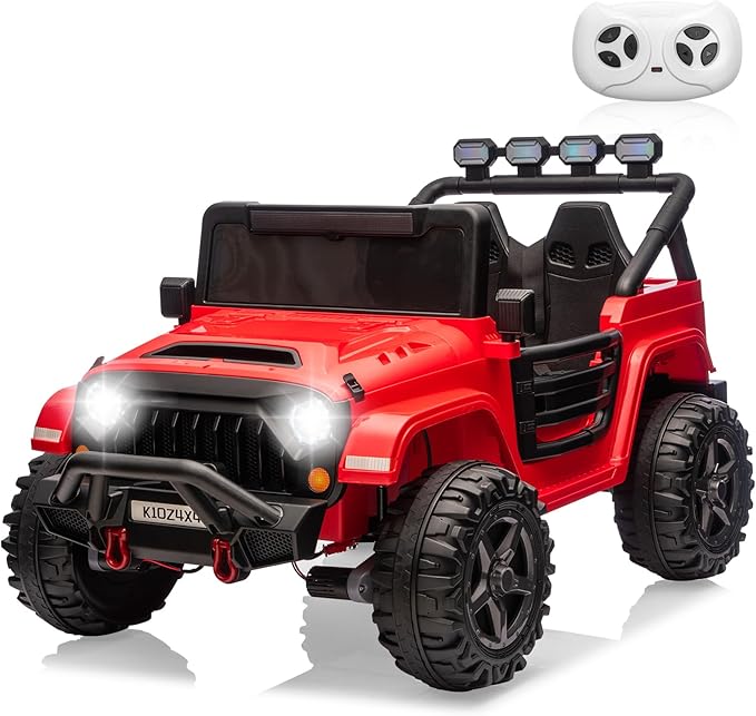 Kids 24v 2-Seater Electric Ride on Car,24v 4x4 Kids Electric Truck with Remote Control,2-Seater Ride-on Car, Spring Suspension & LED Lights for Backyard Exploration