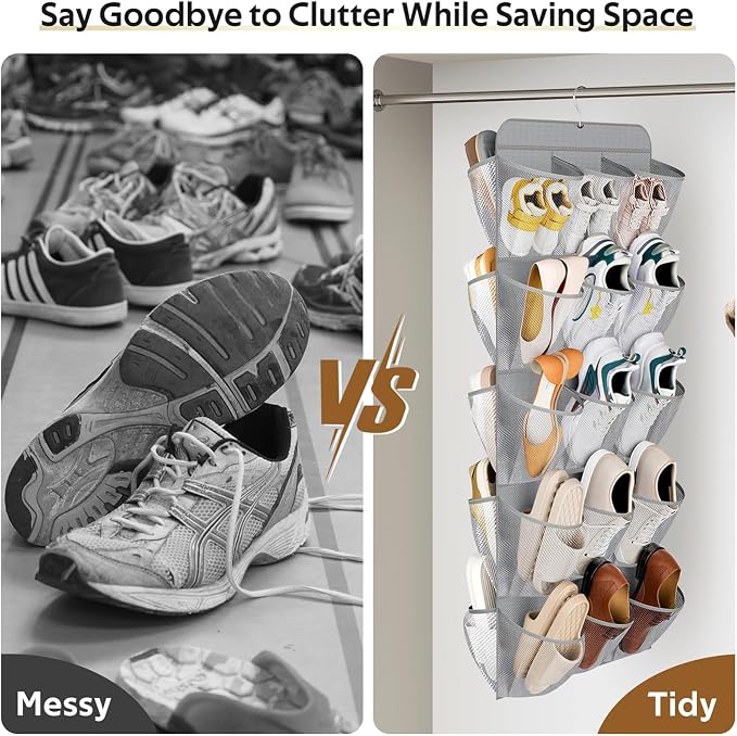 MISSLO 30 Large Pockets Dual Sided Hanging Shoe Organizer - Image 6