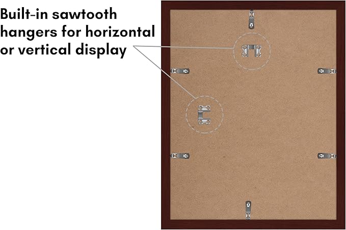 Americanflat 11x14 Picture Frame with Polished Plexiglass - Set of 5 - Use as 8x11 Frame with Mat or Display 11x14 Photo Without Mat - Galleria Collection - Picture Frames for Wall Display - Mahogany
