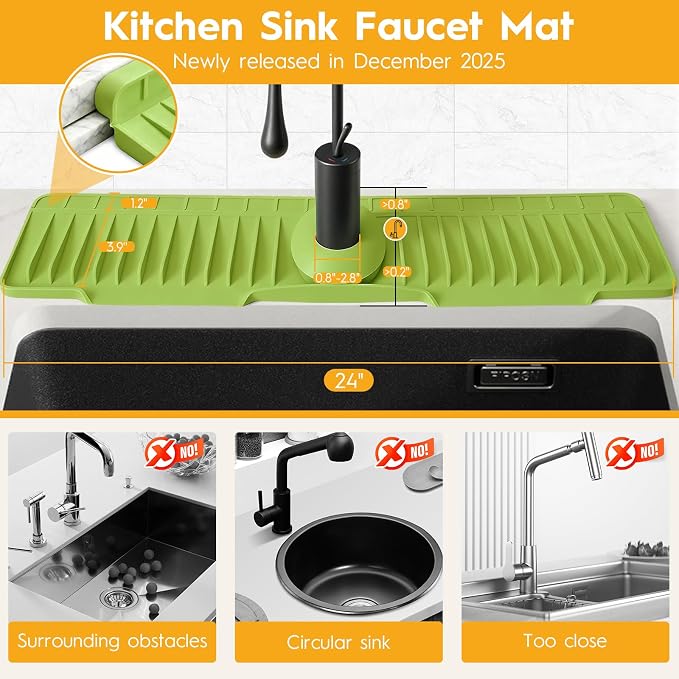 24" Silicone Faucet Mat for Kitchen Sink of The Lastest, Kitchen Sink Water - Image 2