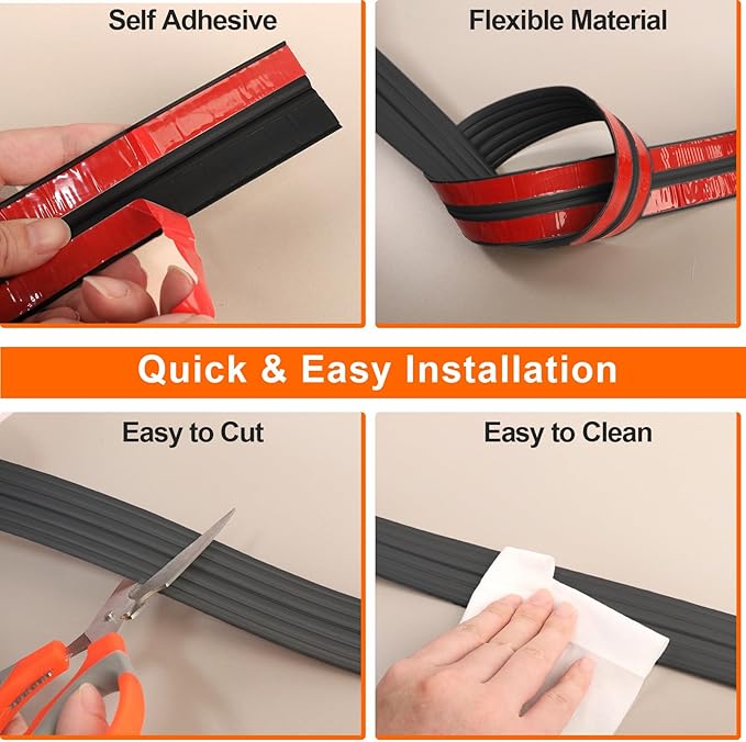Wall Corner Protector, Peel and Stick Molding Trim Inside & Outside Corner, Self Adhesive Flexible Moulding Caulk Strip for Wall Edge, 1.6'' W x10' L, Black