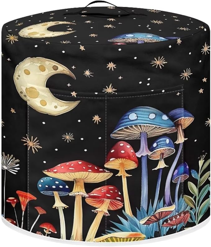 Flashideas Mushroom Moon Pressure Cooker Cover for Women Insulated Rice Cooker Cover with Easy to Clean Lining Waterproof Dust Cover with Pockets for Instant Pot 6 Quart Appliance Cover