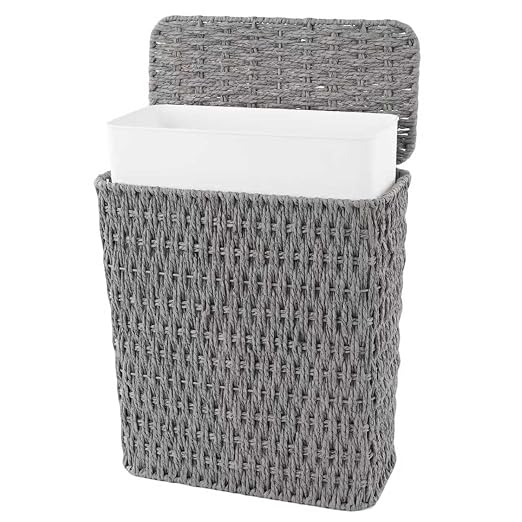 Coeusy 3 Gallon Paper Rope Bathroom Trash Can, Small Wicker Trash Cans by WEAVECOMFORTINTOEVERYCORNER
