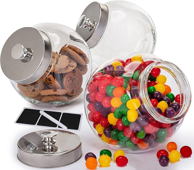 Glass Cookie Jars for Kitchen Counter 75oz Food Storage Canisters by LERAZE