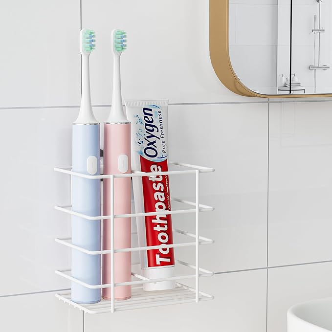 Open-Design Adhesive Shower Toothbrush Holder Wall Mounted - Image 6