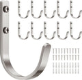 10-Pack 22LB Wall Hooks for Hanging Towel/Coat, Brushed Nickel | Screw in Metal by Josmimic