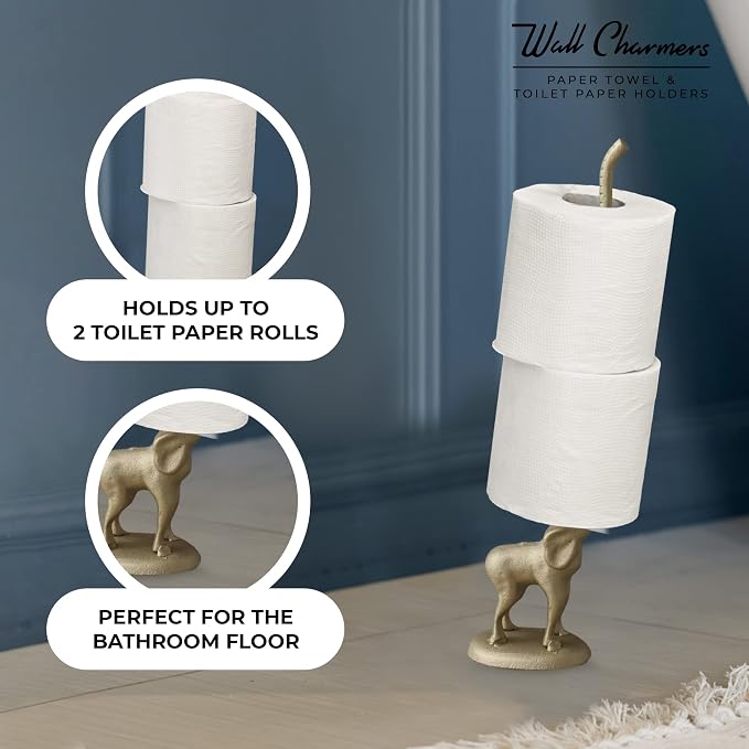 WallCharmers Gold Paper Towel Holder, Metal Toilet or Kitchen Paper Holder - Image 5
