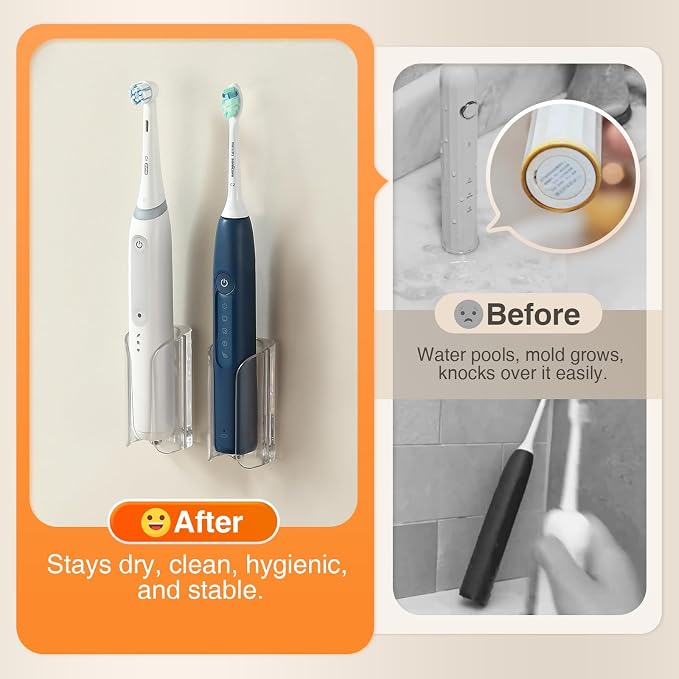 Electric Toothbrush Holder for Bathroom, Wall-Mounted Toothbrush Stand - Image 3