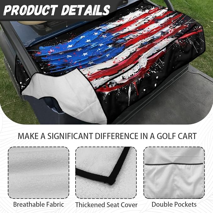 Golf Cart Seat Cover Cushion with Breathable Microfiber Fabric and Waterproof Layer for Daily Outdoor Cart Riding