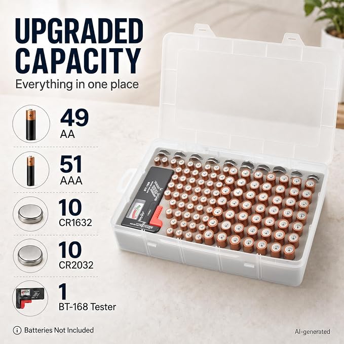 Xuerdon 120-Slot Battery Organizer Case - Image 2