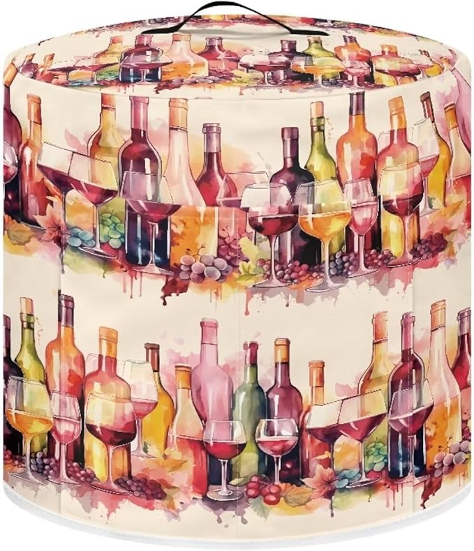 Pressure Cooker Cover Dust-Proof Kitchen Appliance Cover Air Fryer Cover for 3 Quart Instant Pot, with Handle and Pockets Keep Kitchen Appliance Clean Home Decor, Wine Painting