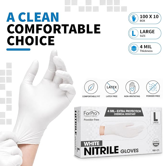 ForPro Disposable Nitrile Gloves, Chemical Resistant, Powder-Free, Latex-Free - Image 8
