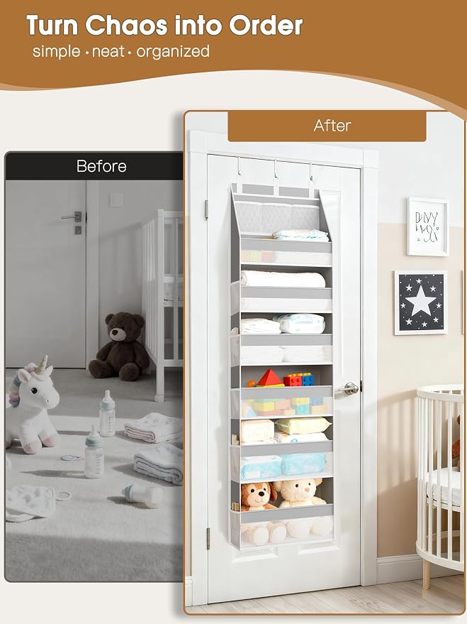 2 Pack Over The Door Organizer, Heavy-Duty 6-Shelf Hanging Storage - Image 3