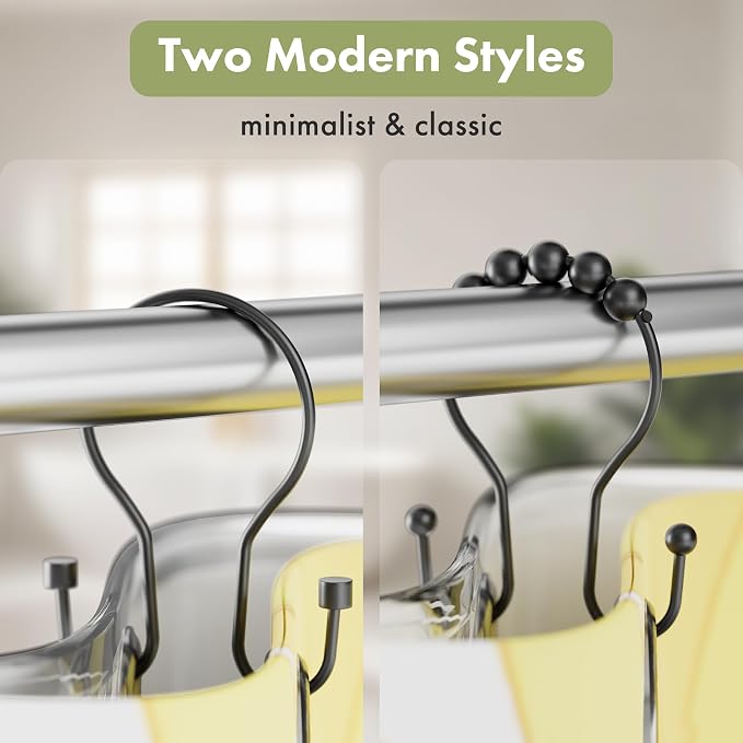 AmazerBath Shower Curtain Hooks Black Shower Curtain Rings - Image 5