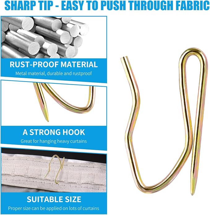 Sopito 58Pcs Curtain Hooks for Door Window Shower Curtain, Bronze | 1.2 Inches - Image 4