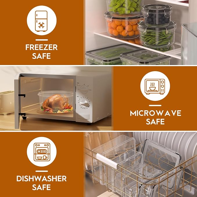 KEMETHY Large 52 Piece Food Storage Containers - Image 4