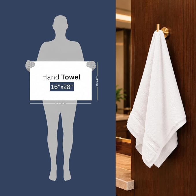 Bulk 72-Pack Premium Commercial Hand Towels, 600 GSM, Designed - Image 2