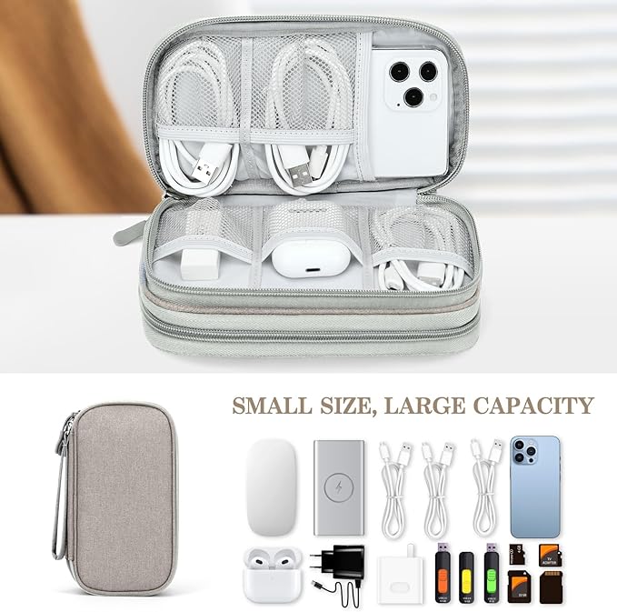 FYY Electronic Organizer, Travel Tech Pouch Bag, Cable Organizer Khaki | Wrist - Image 6