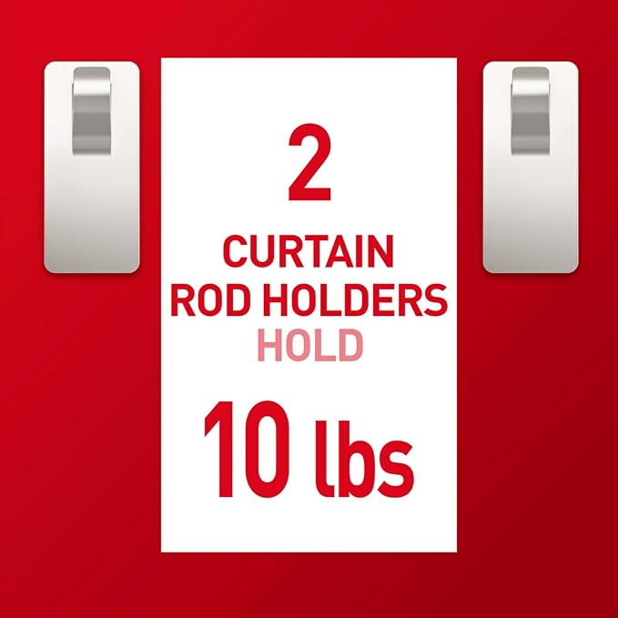 Command Medium Satin Nickel Curtain Rod Hooks, 2 Hooks, 4 Strips | No Drilling - Image 5