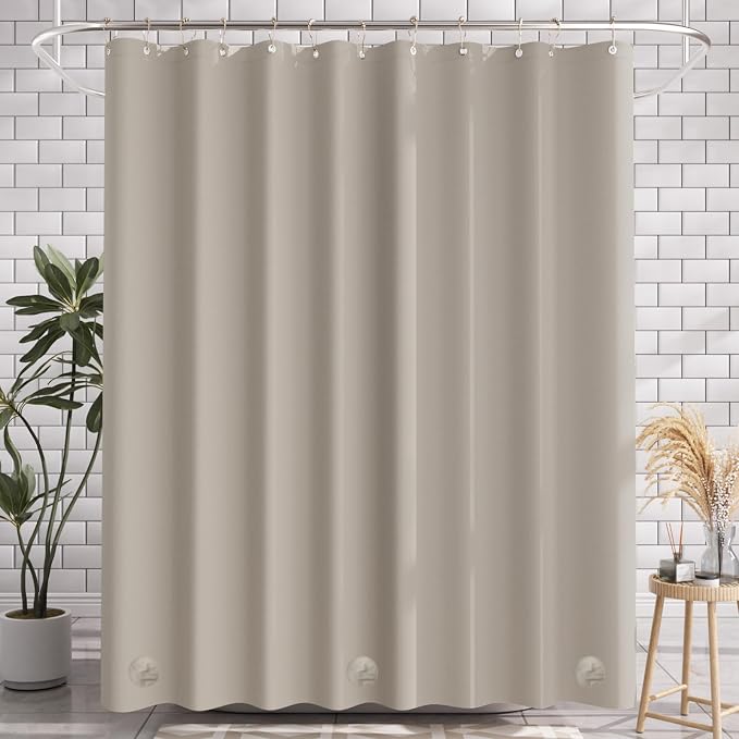 AmazerBath Shower Curtain Liner, 72x72 Tan Shower Liner, Cute Plastic Shower - Image 9