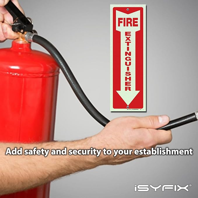 iSYFIX Fire Extinguisher Reflective Signs – 5 Pack 4x12 Inch – 40 mil Thick Polystyrene Plastic, Laminated for Ultimate UV, Weather, Scratch, Water & Fade Resistance, Indoor & Outdoor