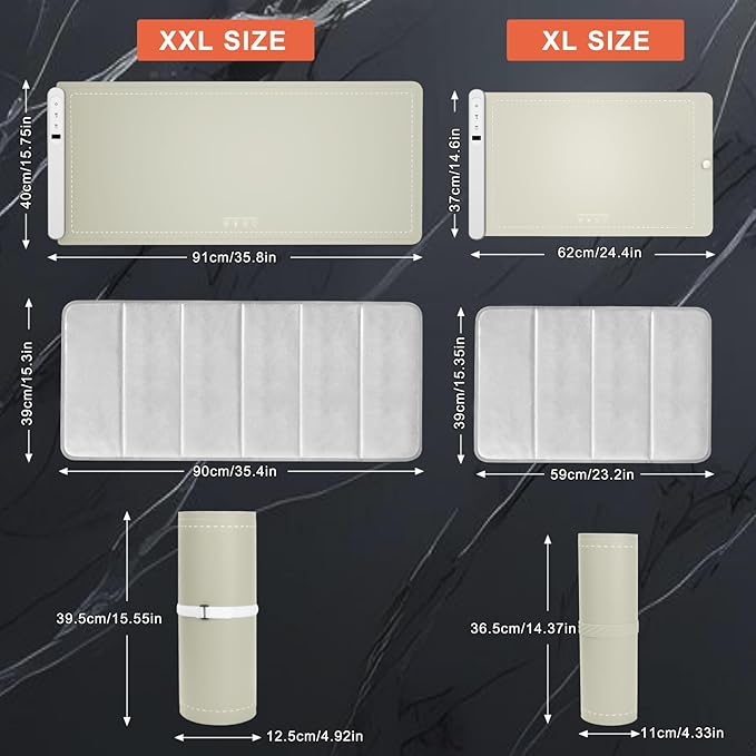 FYY Extra Large Warming Mat for Food with Heat Resistant Pad, Prevent Countertop Cracks, Keep Meal Warm, Rapid and Full Surface Heating, 6 Temp Settings, 6H Timer, Rollable Portable Food Warmer Khaki