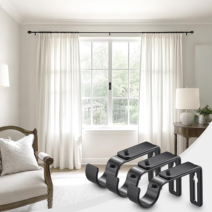 LLPJS Curtain Rod Bracket Adjustable, Drapery Rod Holder Hooks Support Hangers - Image 5