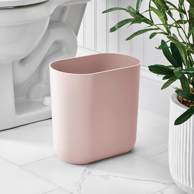 iDesign Small Slim Plastic Bathroom Trash Can - Image 6