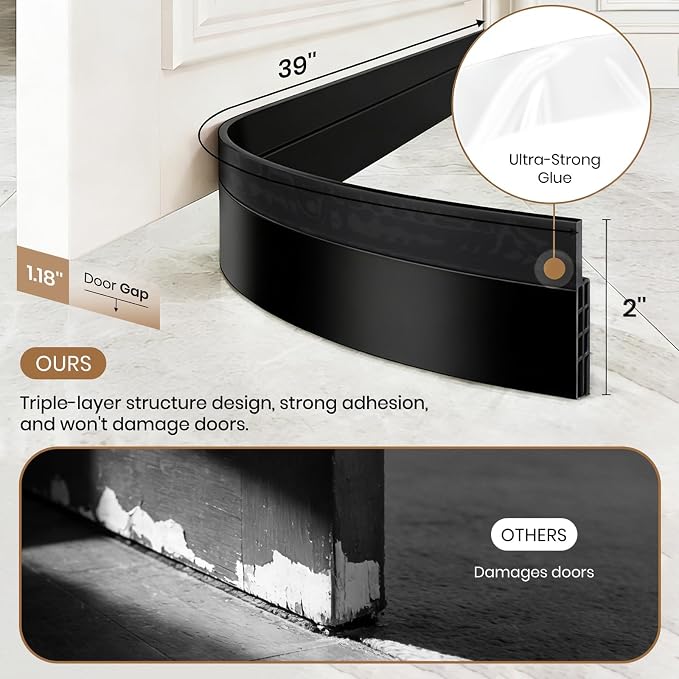 4 Pack Door Draft Stopper, Door Sweep - Image 2
