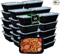 50 Packs 24 oz Disposable Meal Prep Containers with Lids,To Go Take Out Plastic Food Storage, Disposable Takeaway Boxes,Freezer, Dishwasher Safe Prep Containers,