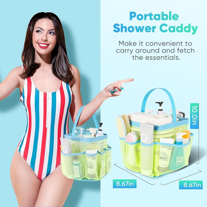 EUDELE Mesh Shower Caddy Portable, 8-Pocket Large Capacity, Quick Dry, Easy - Image 3