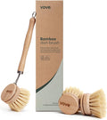 Bamboo Dish Brush with 3 Replacement Heads, Plastic-Free Kitchen Scrub Brush by Vove