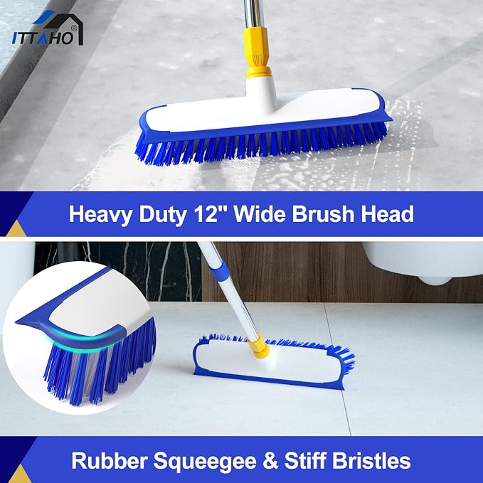 12" Wide Floor Scrub and Grout Brush Set - Image 3