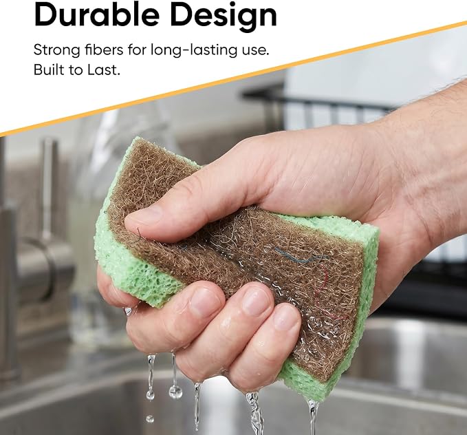 Kitchen Sponges for Washing Dishes, Non-Scratch Cellulose Dish Scrub Sponges - Image 6