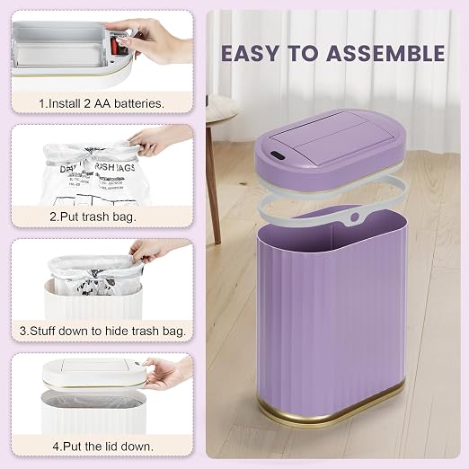 ELPHECO Motion Sensor Bathroom Trash Can - Image 5