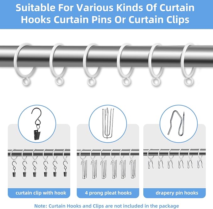 Curtain Rings with Eyelets, 48 Pack Metal Drapery Rings - Image 4