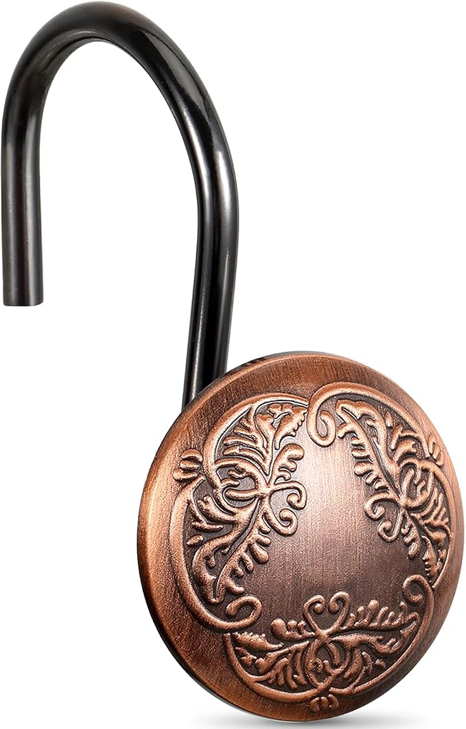 Chictie Bronze Shower Curtain Hooks Rings-Oil Rubbed Decorative Shower Curtain by CHICTIE